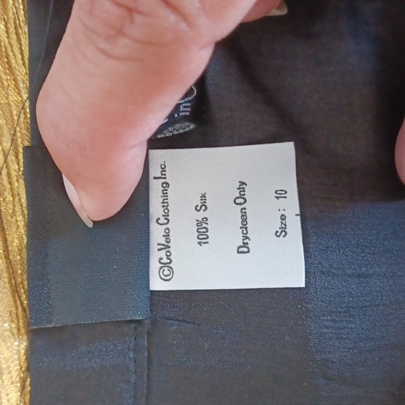 Covelo Vintage Brown Silk Flower Appliqué Pleated Midi Skirt - 10 - Picture 5 of 7